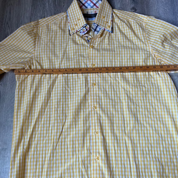 Coogi Classic Button Down L/S Yellow Check Shirt Size L 16.5 34/35 - Picture 7 of 8